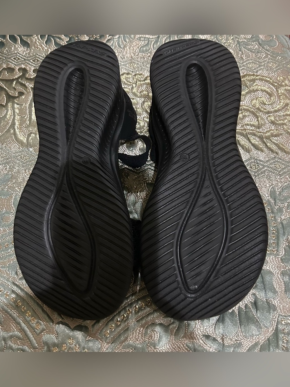 Skechers Women’s Black Knit Strap Comfort Sandals new - Picture 4 of 6